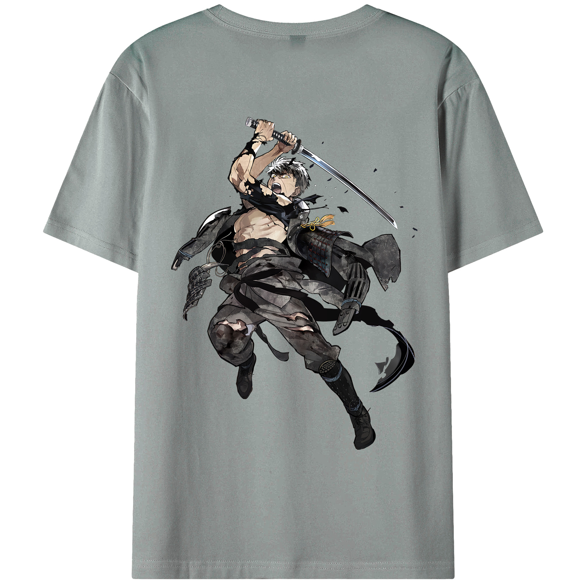 （画像用） 刀剣乱舞 Touken Ranbu 綿100％ メンズ半袖Tシャツ（バックプリント） 通気性